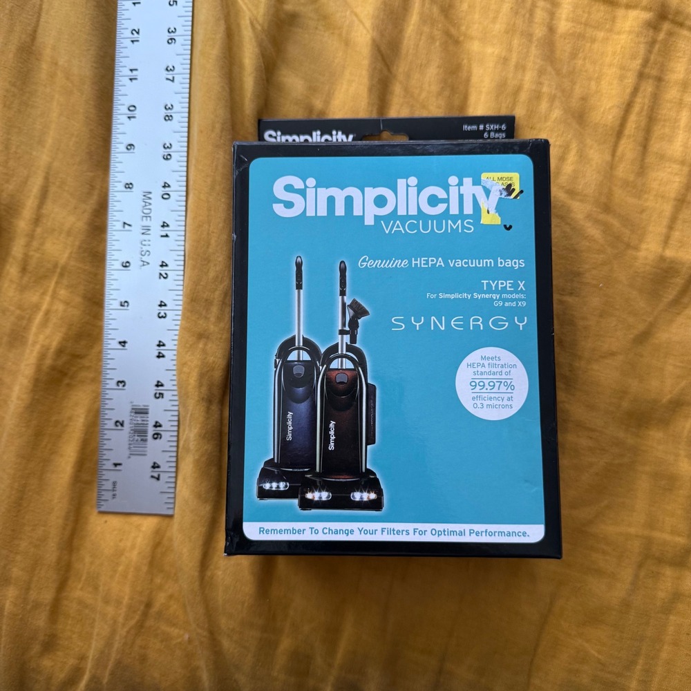 Simplicity Synergy Type X HEPA Vacuum Bags 6 Pack SXH-6 for G9 and X9 Models
